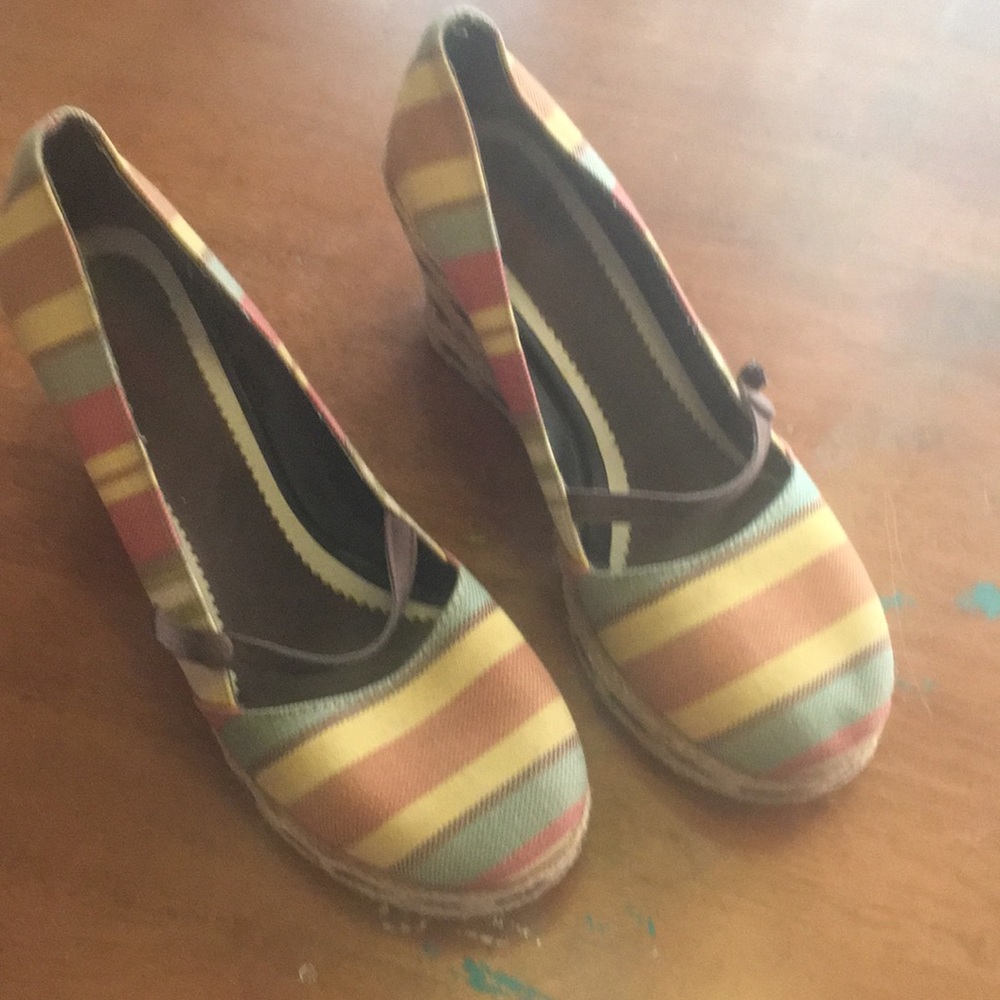 Striped Espadrille wedges
